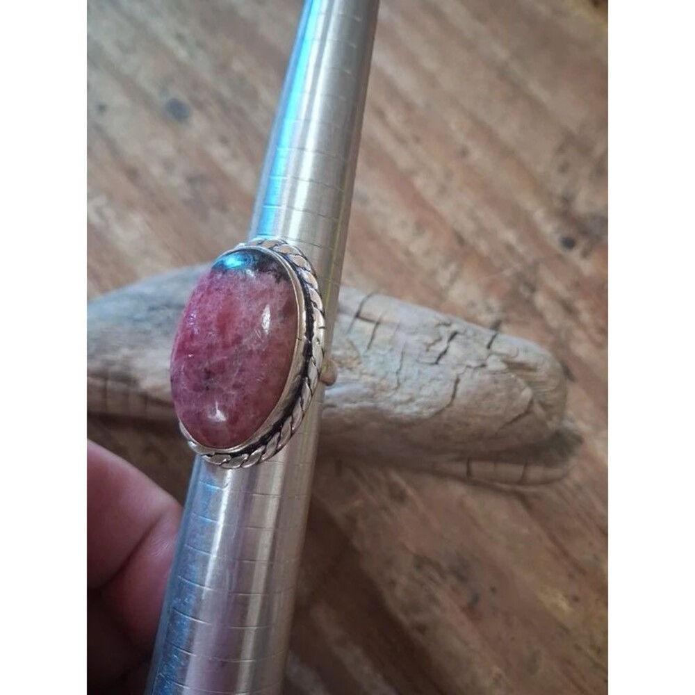 Size 7.5 boho southwestern rhodonite ring
